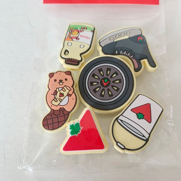 2/$10* Set of 6 Shoe Charms Canadian Tire Pail Skate Tire Jug Beaver Croc Charms - Picture 1 of 4